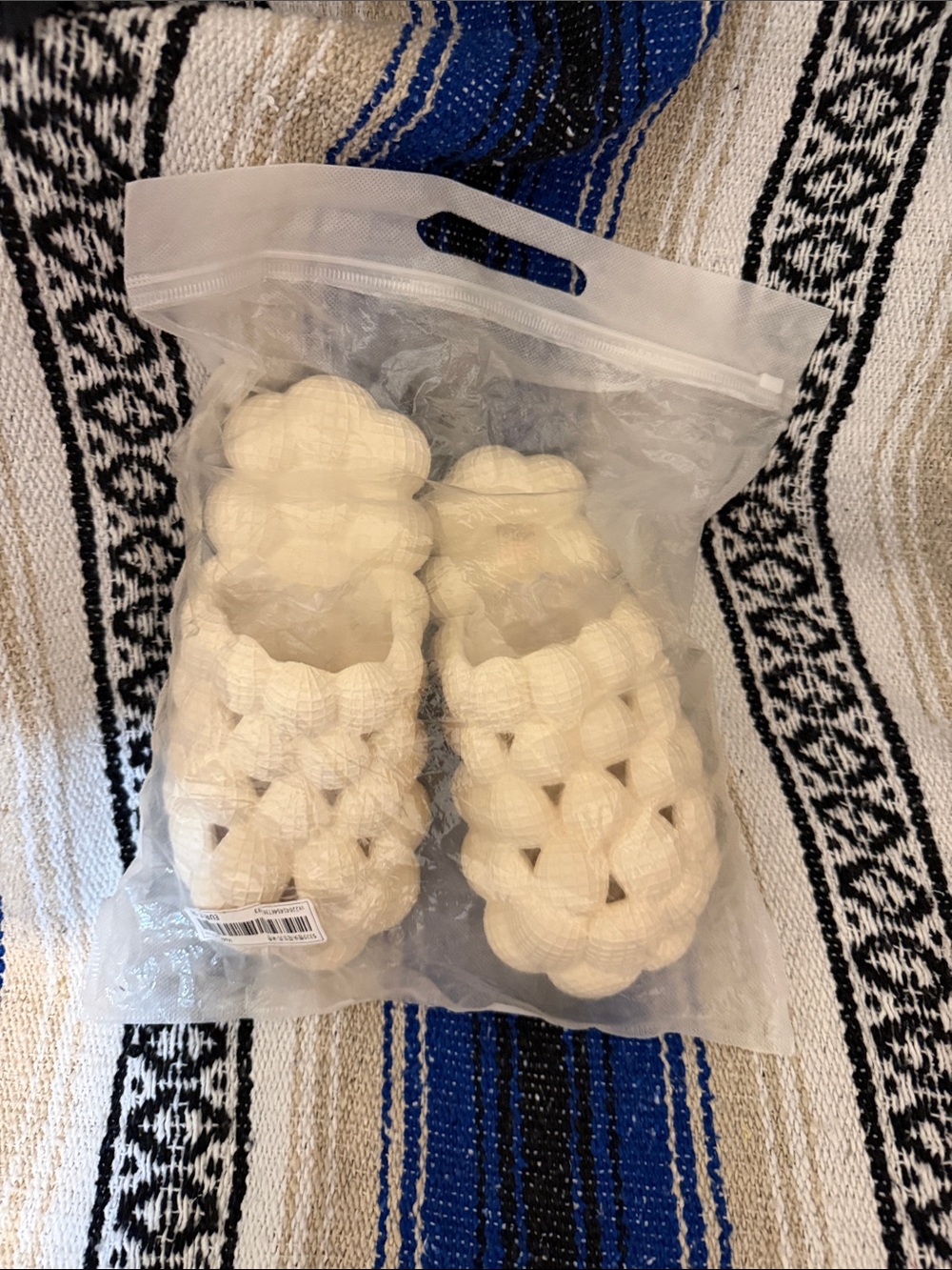 Woven Slide Sandals in Cream